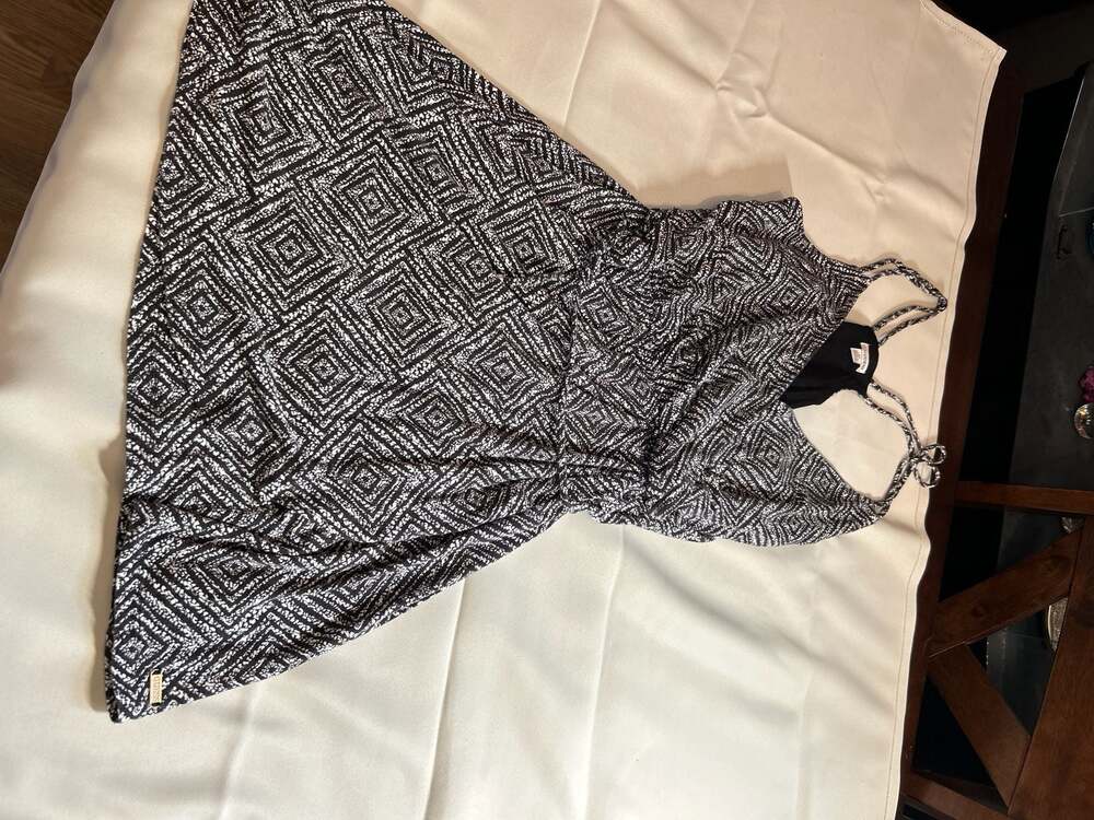 Guess Black and White Geometric Diamond Print Spaghetti Strap Dress Size Small